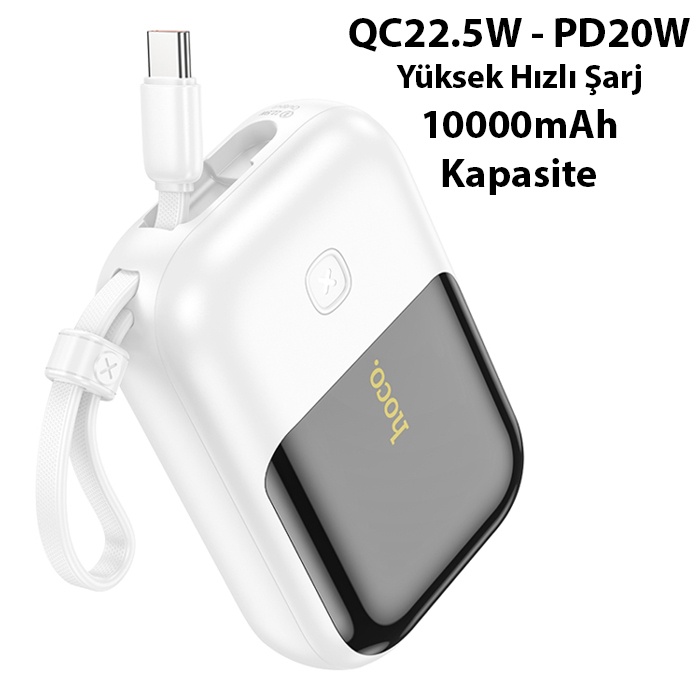 HOCO Q20 Fountain 10000mAh 22.5W+PD20W Dijital Göstergeli Kablolu Powerbank
