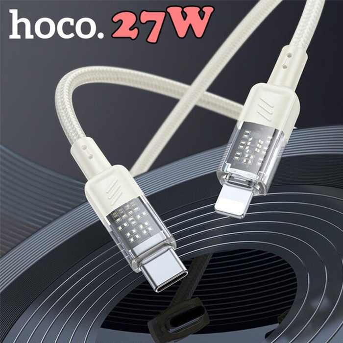 Hoco U129 Transparan Type-C to Lightning  Data ve Şarj Kablosu 1m