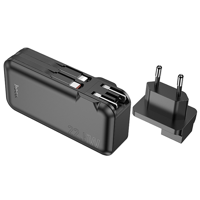 Hoco J126 USB-A+Type-C Çıkışlı Type-c+Lightning Kablolu 10000mAh Powerbank Şarj Aleti