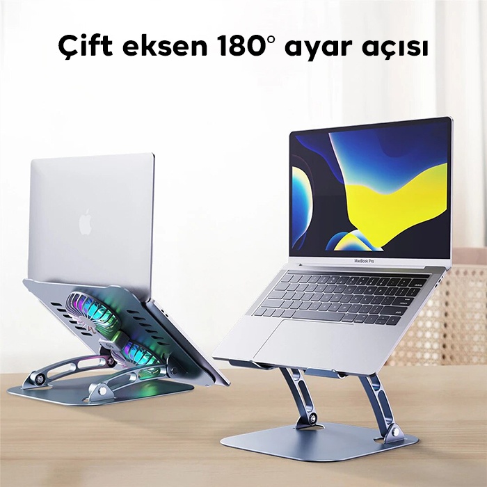 Universal T619G 360° Dönebilen Alüminyum Alaşım Soğutucu Masaüstü Laptop Standı