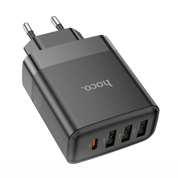 HOCO C127A PD45W 3 USB + 1 Type-C Girişli Hızlı Şarj Adaptörü Başlığı