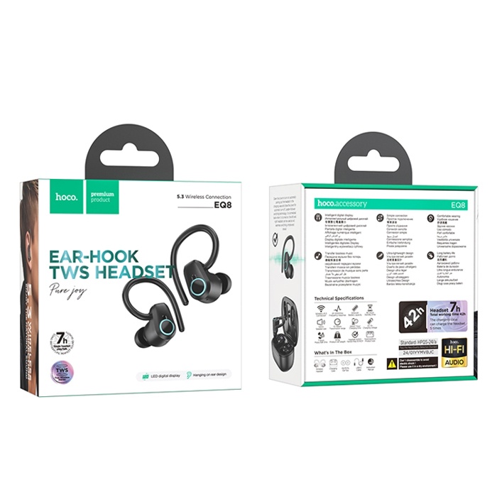 HOCO EQ8 Klipsli TWS Bluetooth 5.3 Kablosuz Stereo Kulakiçi Kulaklık