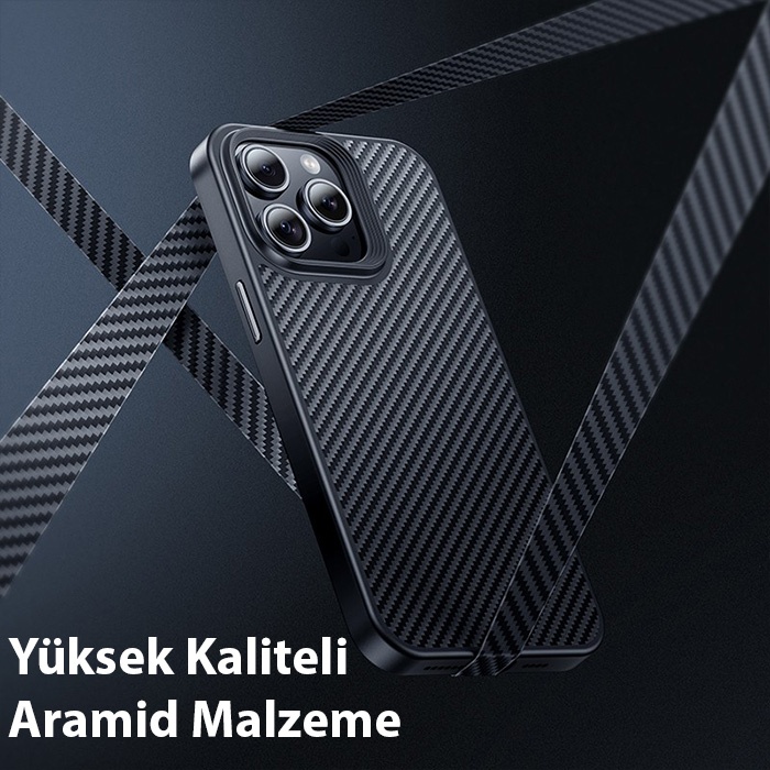 Hoco iPhone 15 Pro Max AS7 Kevlar Kılıf Manyetik Magsafeli Telefon Kılıfı