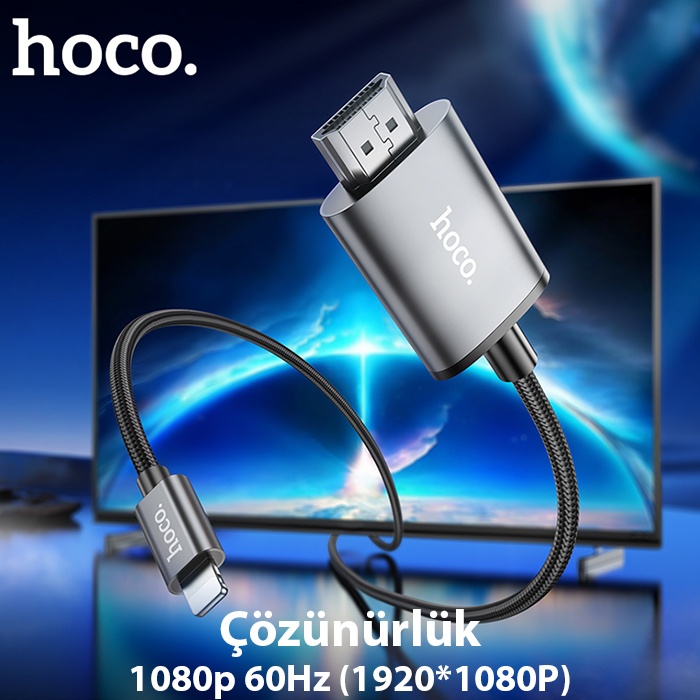 Hoco UA27 Lightning To HDMI HDTV Dönüştürücü Adaptör (4K 30Hz) Kablo