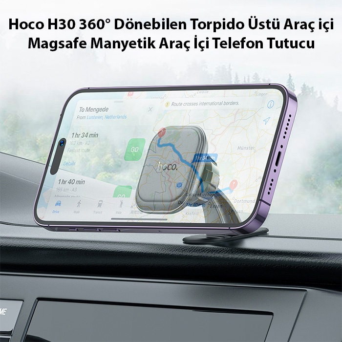 Hoco H30 360° Dönebilen Torpido Üstü Araç içi Magsafe Manyetik Araç İçi Telefon Tutucu