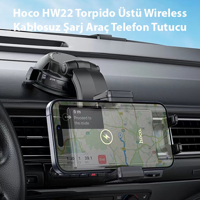 Hoco HW22 Torpido Üstü Wireless Kablosuz Şarj Araç Telefon Tutucu