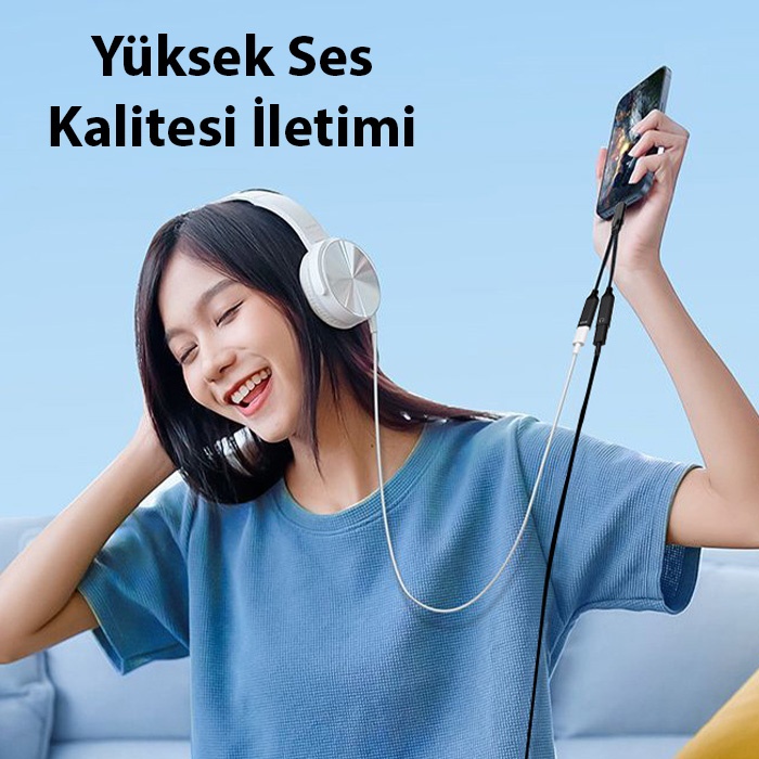 İphone 15 İçin Type-c Şarj + kulaklık 2İn1 Çevirici Adaptör 60W