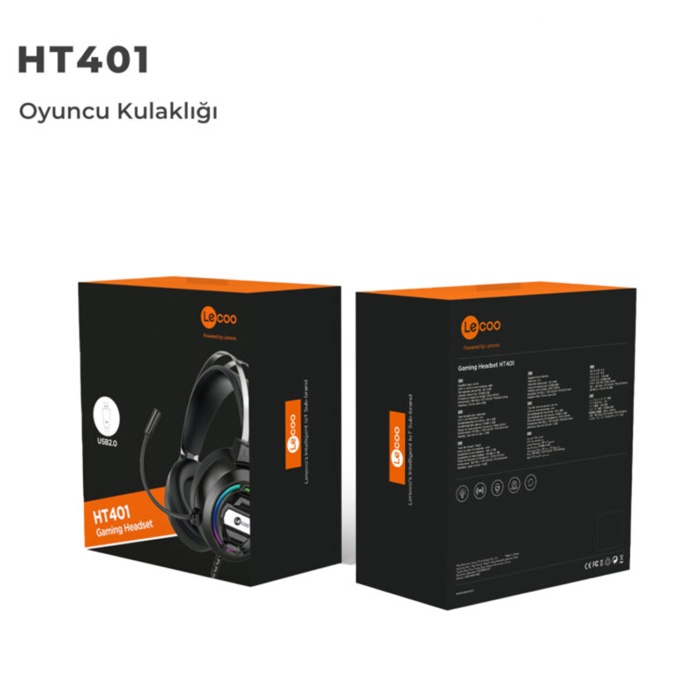 Lecoo HT401 Kablolu USB2.0 RGB LED Aydınlatmalı Kulak Üstü Gaming Kulaklık Siyah