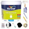 Marshall İpek Mat Silinebilir Duvar Boyası 15LT=20KG+9 Parça Set-Saten Duvarlar için uygundur