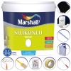 Marshall İpek Mat Silinebilir Duvar Boyası 15LT=20KG+9 Parça Set-Saten Duvarlar için uygundur