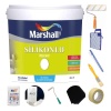 Marshall İpek Mat Duvar Boyası 5LT=7KG-Saten duvarlara uygundur-Silikonlu-Silinebilir+9 Parça Set