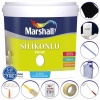 Marshall İpek Mat Duvar Boyası 5LT=7KG-Saten duvarlara uygundur-Silikonlu-Silinebilir+9 Parça Set