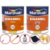 MARSHALL ENAMEL YAĞLI BOYA 3,5Kg+ANTİPAS 3.5KG+5 Parça Boyama Seti-Demir yüzeyler için koruma-boyama