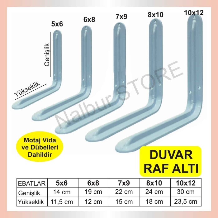 RAF ALTI LÜKS BEYAZ FIRIN BOYALI-7x9-Vida Dübel Dahil-Sağlam-Dayanıklı-Fırın Boyalı-Aynı Gün Kargo