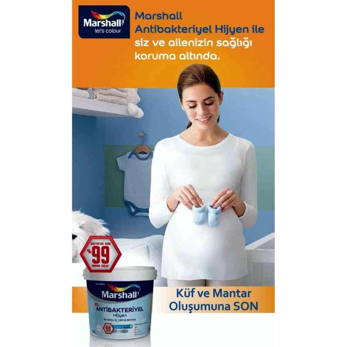 MARSHALL ANTİBAKTERİYEL HİJYEN İç Cephe Boyası 2.5LT=3.5KG+Marshall Tavan Boyası 2.1LT=3.5KG