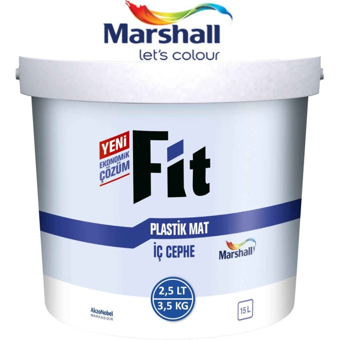 MARSHALL Fit Plastik Su Bazlı İç Cephe Duvar Boyası 2.5LT=3.5KG-Kokusuz-Kolay Uygulanr-Damlatma Yapmaz