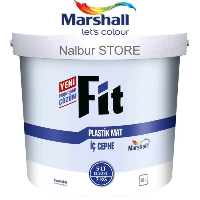 MARSHALL Fit Plastik Su Bazlı İç Cephe Duvar Boyası 5LT=7KG-Kokusuz-Kolay Uygulanr-Damlatma Yapmaz