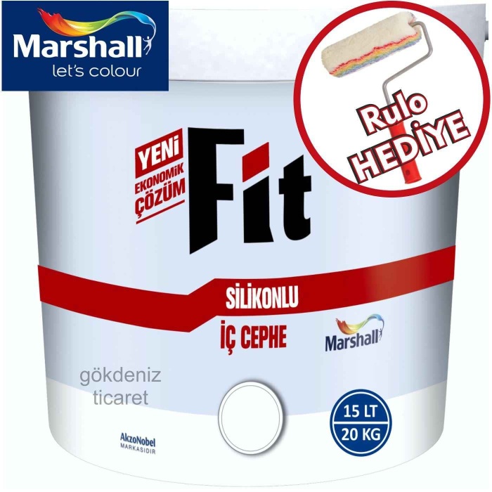 MARSHALL Fit Silikonlu İç Duvar Boyası 15LT=20KG-RULO HEDİYELİ-Su Bazlı-Yüksek Örtücülük-Kokusuz