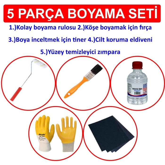 MARSHALL LUXE PARLAK YAĞLI BOYA-0.75LT=1KG-Ahşap-Demir-Plastik Boyamada Mükemmel Sonuç+Boyama Seti