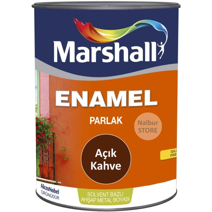 MARSHALL ENAMEL(DEKORATİF) PARLAK YAĞLI BOYA AÇIK KAHVE 0.75LT=1KG-Ahşap Metal Beton Plastik İçin