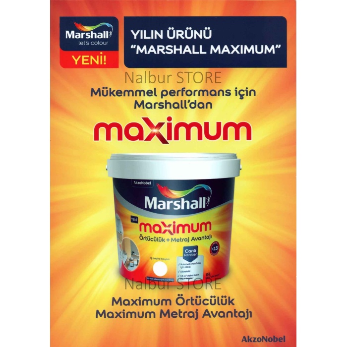 MARSHALL MAXIMUM 2.5LT=3.5KG-Rutubetli Alanlar için İdeal-Daha Fazla Alan Boyar-Silinebilir-İpek Mat