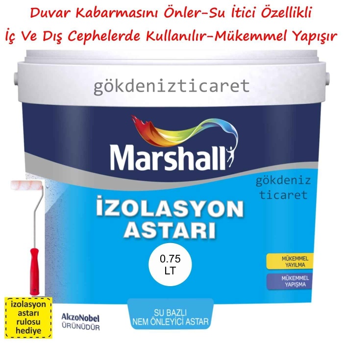 MARSHALL İZOLASYON ASTARI ŞEFFAF 0.75LT-iç-Dış Cephelerde Nem önleyici ve astar olarak kullanılır