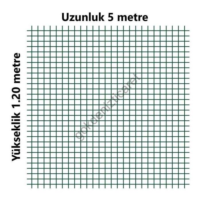 PVC KAPLI METAL PUNTALI BAHÇE TELİ 5 Metre-En=1,20m-Kalınlık=0,9mm -1.20mx5m=6m2 Alan Kaplar