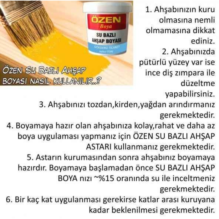 SU BAZLI AHŞAP BOYASI 5 KG-Üstün kapatma özelliği-Kokusuz-Solvent İçermez-Kolay Uygulanır-Pürüzsüz