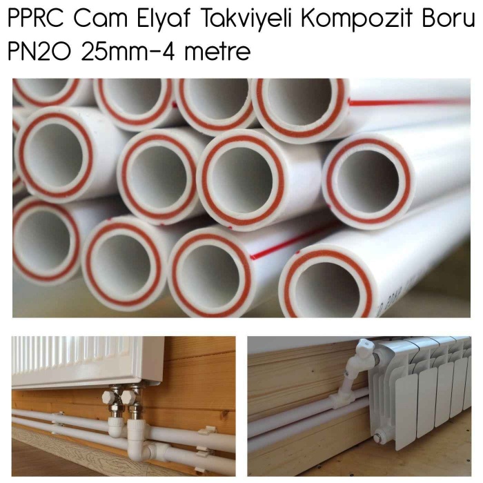 Kompozit Cam Elyaf Takviyeli Boru 25mm PN20 4 Metre-Kaliteli-Kolay yapışır-Daha Dayanklı-Hijyenik