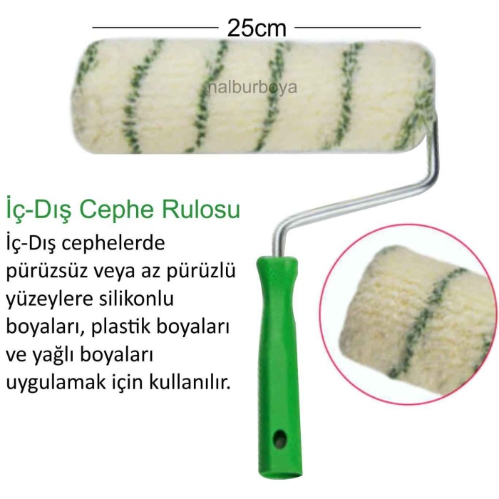 Boya Rulosu 25cm İç-Dış Cephede Kullanılır+Damlatma Önleyici Elek-Su bazlı boyalarda kullanılabilir