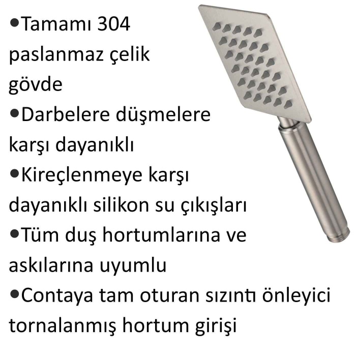 Paslanmaz 304 Çelik Duş Başlığı-Darbeye düşmeye kırılmaya dayanır-Kirece karşı dirençli-Kolay montaj