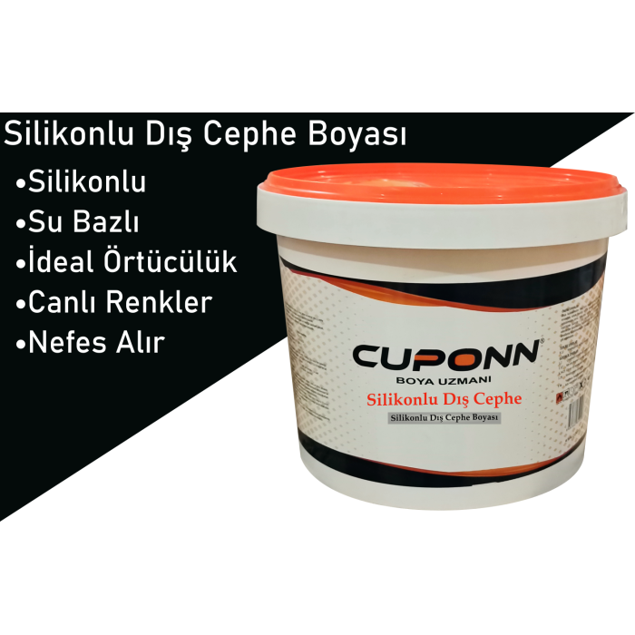 CUPONN Silikonlu Dış Cephe Boyası 8.5 KG-Yüksek örtücülük-Kabarma dökülme yapmaz-Toz kir tutmaz