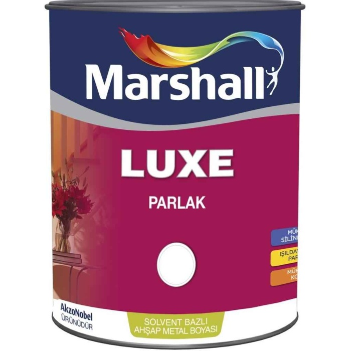 MARSHALL LUXE PARLAK YAĞLI BOYA BEYAZ-0.75LT=1KG-Ahşap-Demir-Plastik Boyamada Mükemmel Sonuç Verir