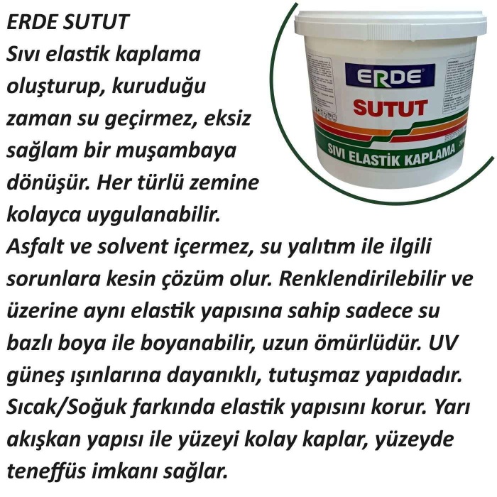 ERDE SUTUT Sıvı Elastik Kaplama Su Kesici 3Kg Beyaz-Su kaçaklarına kesin çözüm-Uzun ömürlü