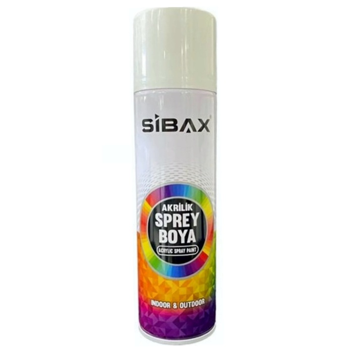 SİBAX Akrilik Sprey Boya 250ml Parlak Beyaz-Mükemmel kapatır-yayılır-yapışır-Kalıcı renk ve parlaklk