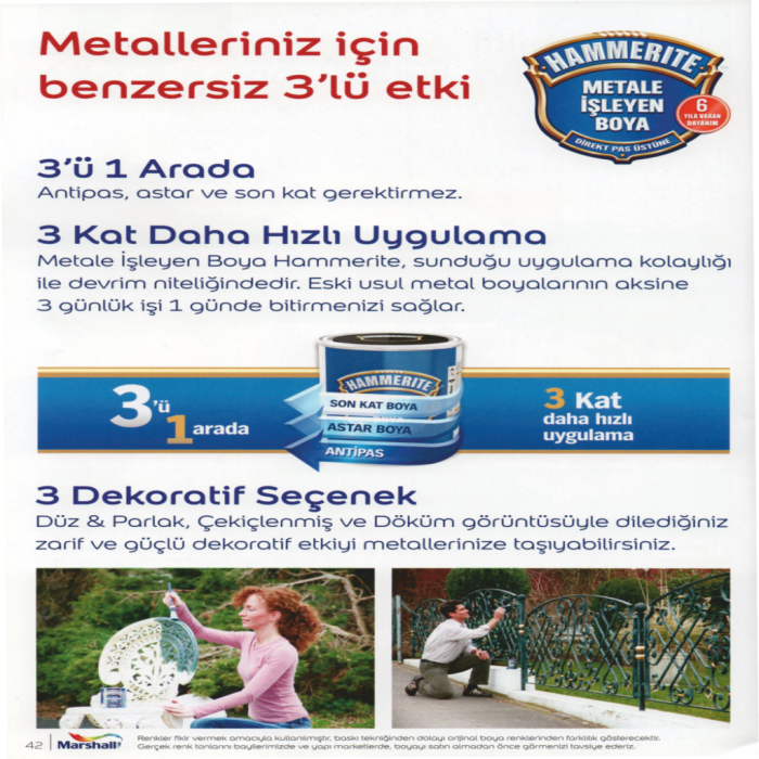 HAMMERİTE Pürüzsüz Koyu Kahverengi 0.75 LT-Astara Antipasa gerek kalmaz-6 Yıla varan dayanım