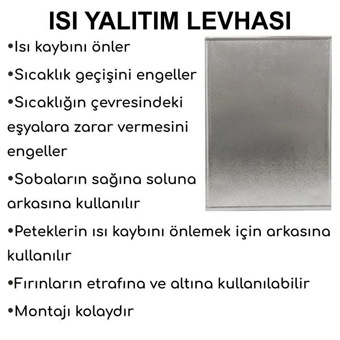 Isı kes Isı Yalıtım Levhası 72cmx85cm-4 Adet-Soba-petek-fırın arkasına-Sıcaklık geçişini engeller