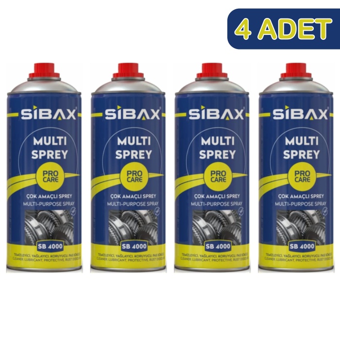 SİBAX Çok Amaçlı Bakım Spreyi 200ml SB4000 4 ADET-Temizler-Yağlar-Korur-Gıcrtıları keser-Pası çözer