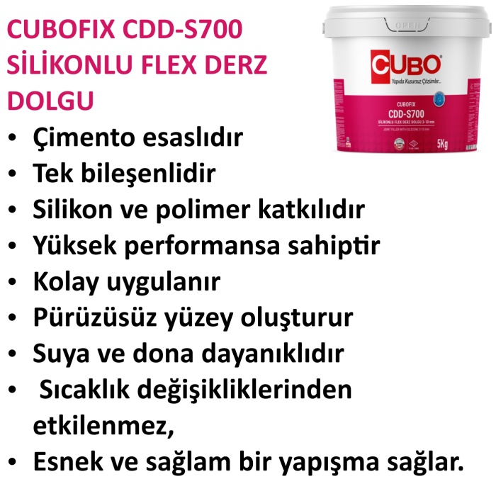 Cubofıx Silikonlu Derz Siyah 5 Kg CDD-S700-1. Kalite-Kendi ambalajında-Kolay Uygulanır Temizlenir