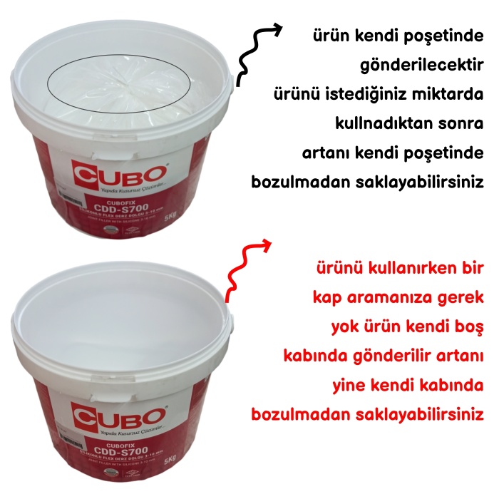 Cubofıx Silikonlu Derz Krem 5 Kg CDD-S700-1. Kalite-Kendi ambalajında-Kolay Uygulanır Temizlenir