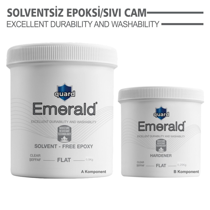 Solventsiz Epoksi/Sıvı Cam 0.50Kg+0.25Kg Şeffaf-Parlak-Dekoratif Amaçlı-Su Yalıtımı-Kimyasala Dayanr