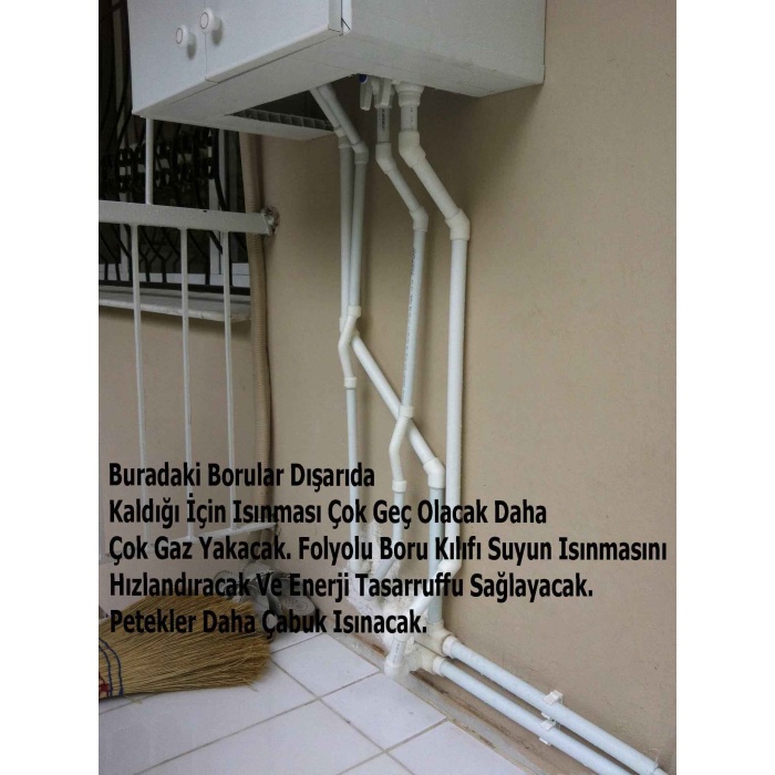 DOĞALGAZ KOMBİ FOLYO KAPLI TASARRUF BORU KILIFI 2 METRE 25/28mm-Borularınızı soğuktan sıcaktan korur