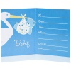 Baby Boy Stork Temalı Mavi Renk Baby Shower Davetiye 8 Adet (4549)