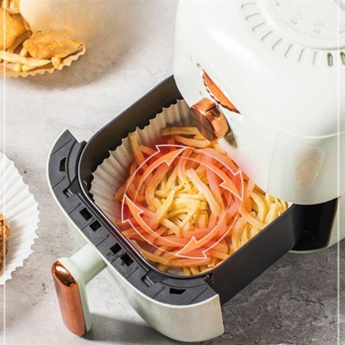 50 Adet Air Fryer Pişirme Kağıdı Tek Kullanımlık Yağ Geçirmez Yuvarlak Tabak Model PVC (K0)