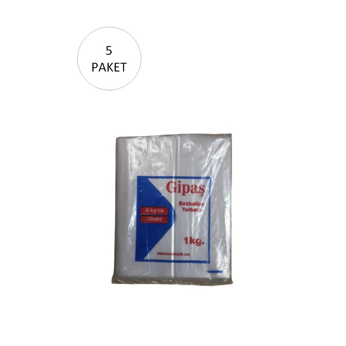 Bakkaliye Naylon Torba 5kg lık 30x52 cm 5 Paket (Takriben 550 Adet)