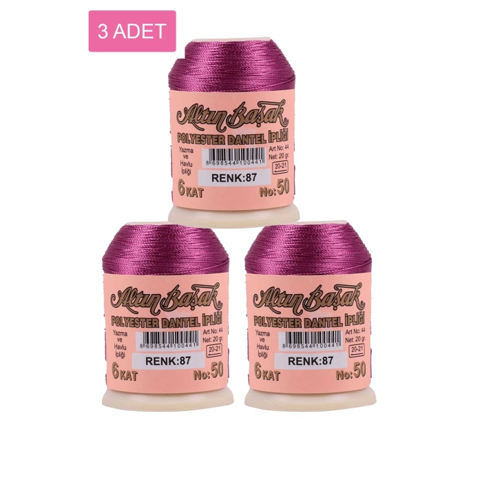 3 Adet Altınbaşak Oya ve Dantel İpi 20 gr -    - No: 087