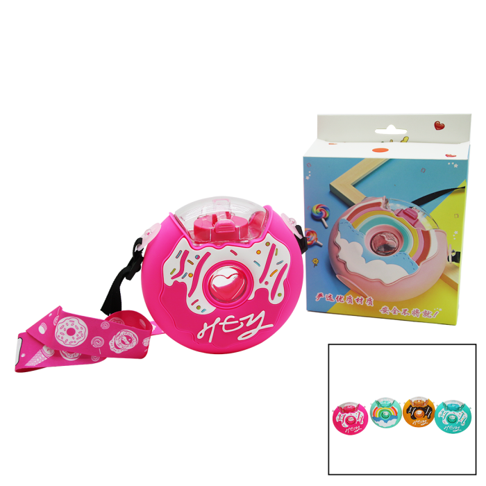 Donut Modeli Renkli Mika Kristal Suluk Matara Pipetli - Askılı 380ml (4549)