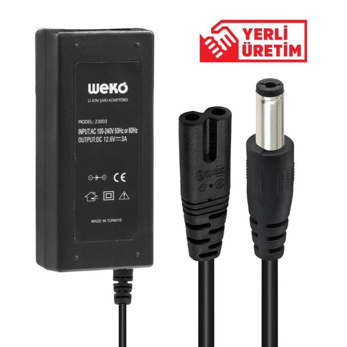 12.6 Volt - 3 Amper 5.5*2.5 Uçlu Yerli Üretim Lı-ıon Batarya Şarj Adaptörü (out:12v3a) (4549)