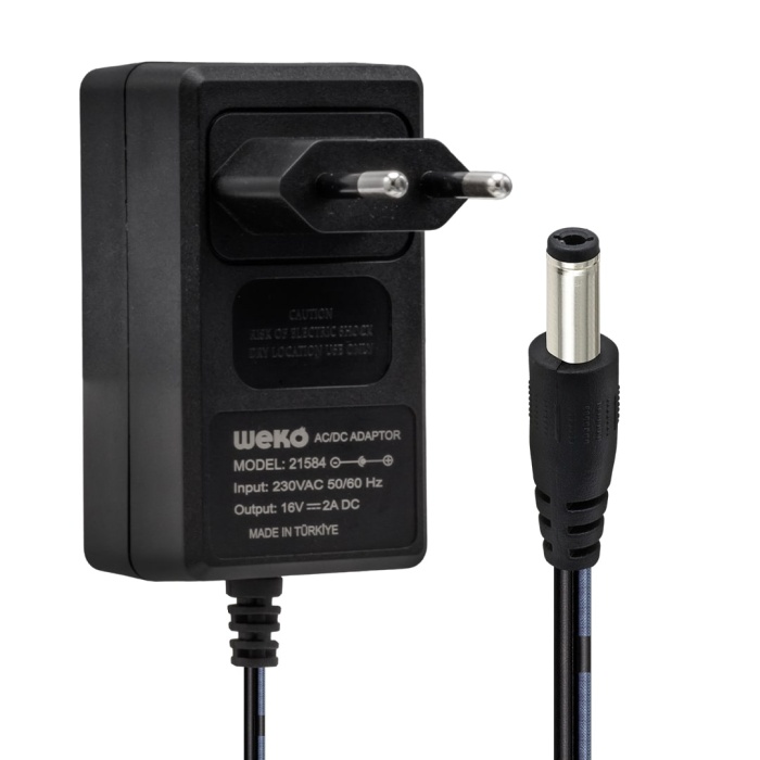 16 Volt - 2 Amper 5.5*2.5 Uçlu Yerli Üretim Power Jacklı Santral Adaptörü (4549)