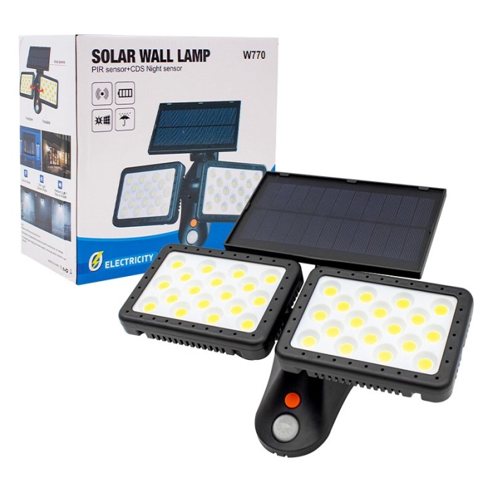 W770b Sensörlü 36 Cob Ledli Solar Aydınlatmalı Duvar Lambası (4549)